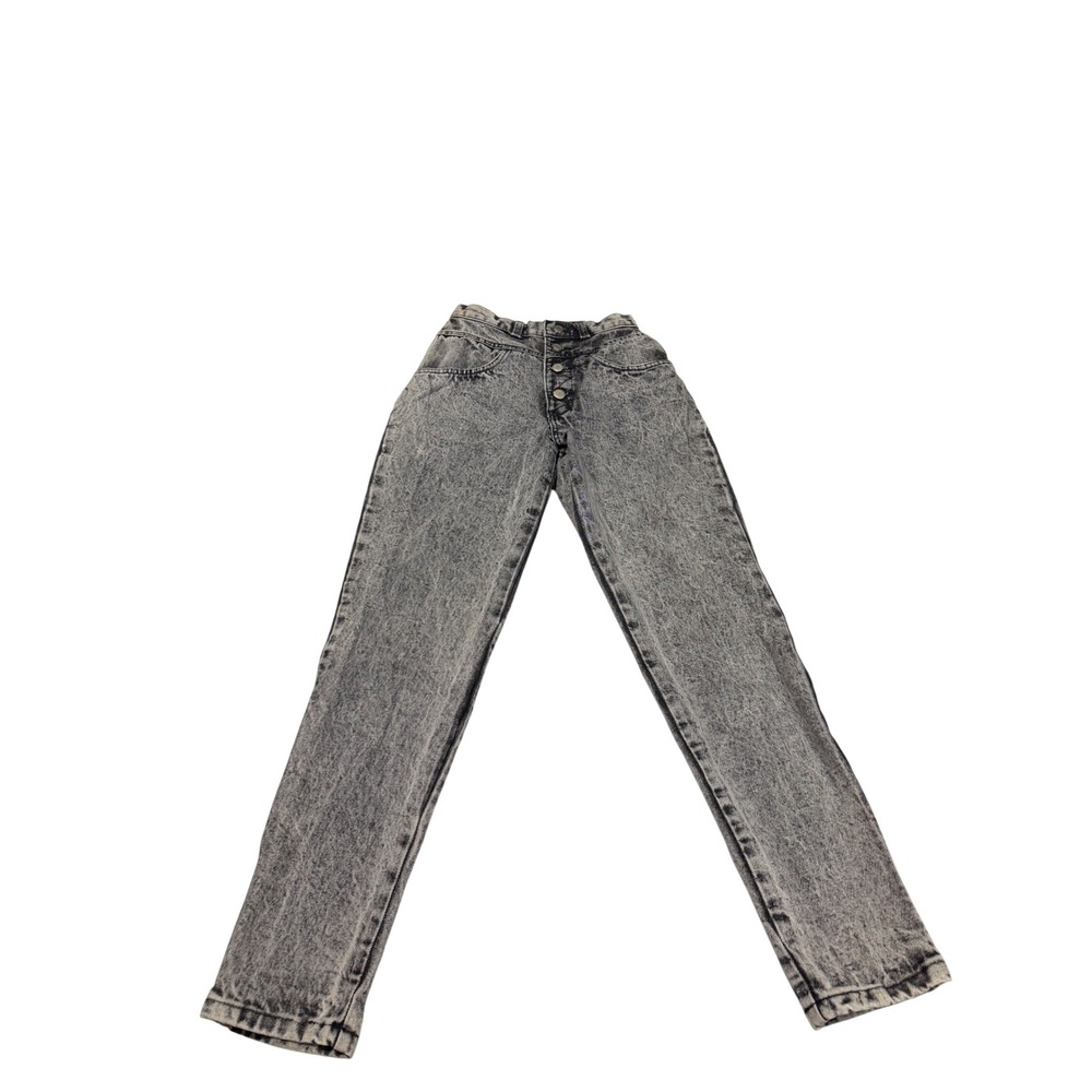 Rare Los Questa Vintage High Waisted Acid Wash Mom Jeans Grey Black Button Fly - Picture 4 of 11